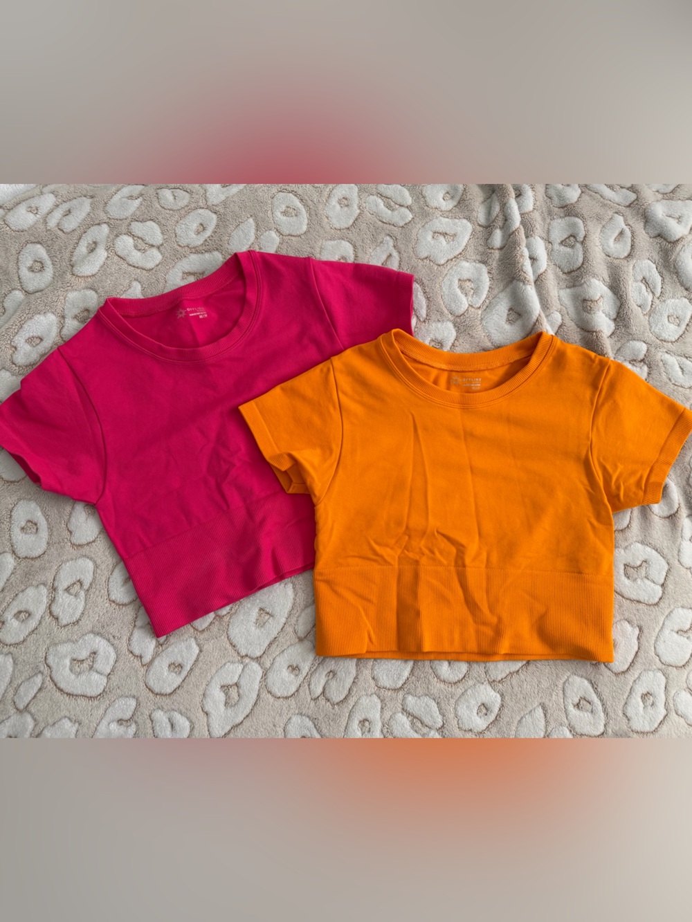 aerie Short Sleeve Ribbed Tees in Hot Pink & Bright Orange